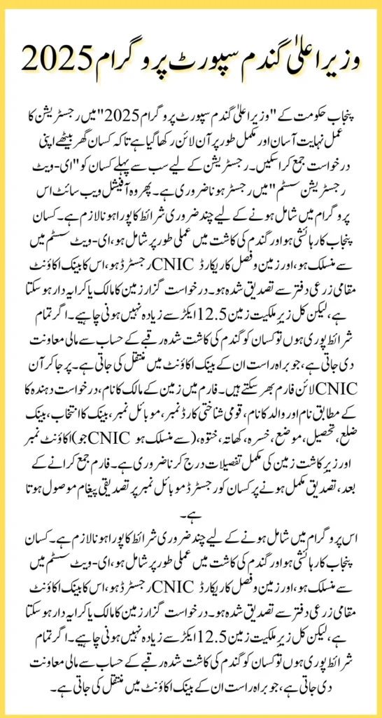 CM Punjab Wheat Support Program 2025 Know Requirements And Online Registration Process