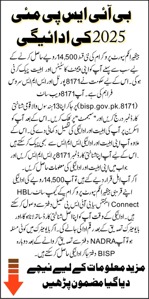 BISP 14500 May 2025 Payment Status Verification By 2 Methods Using CNIC Know Full Guideline
