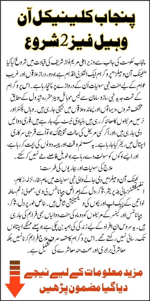 Punjab Clinical On Wheel Phase 2 Officially Launched By CM Maryam Nawaz Know Step-by-Step Details