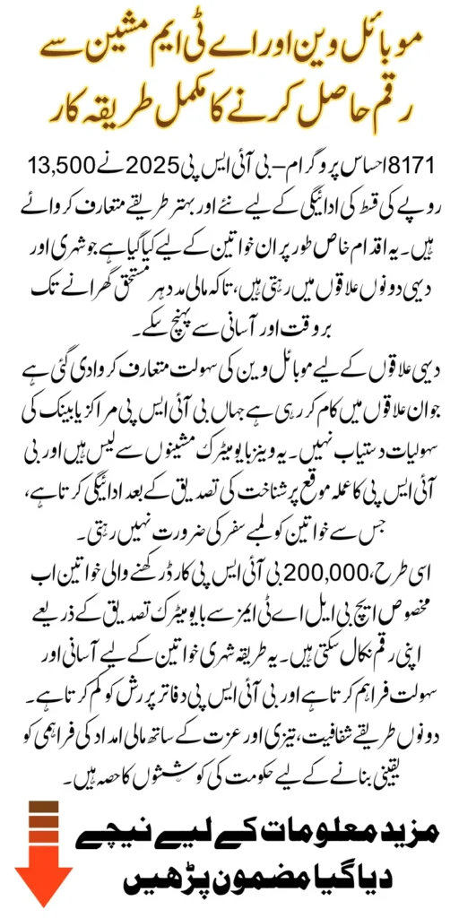 8171 Ehsaas Program-BSP 2025 New 13,500 Collection Methods Via Mobile Van And ATM Machine