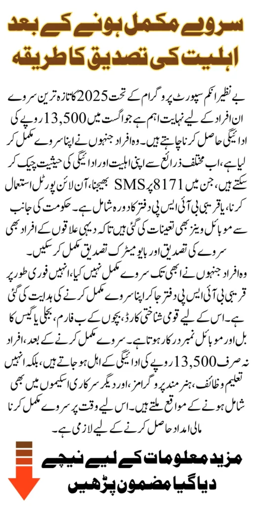 BISP Survey 2025 Eligibility Verification After Completing Registration For August 13500 Via Offline And Online