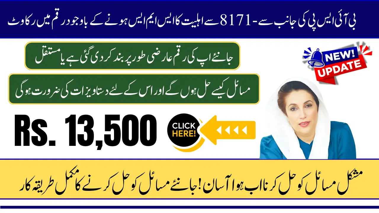 BISP Payment Delayed After Receiving SMS From 8171 Know Step-By-Step Causes & Solutions Method 2025